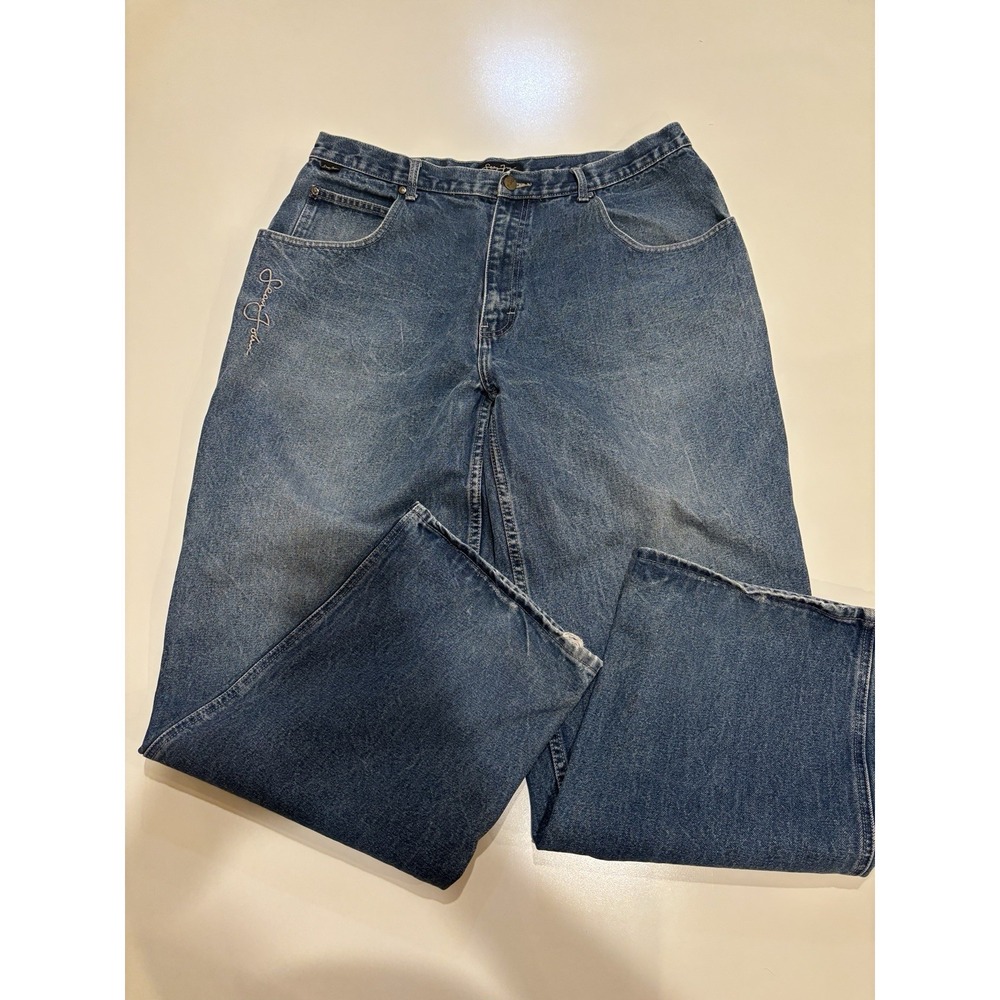 Sean John Men's‎ Y2K Size 38 Blue Denim Wide Leg Jean 90s Hip Hop Streetwear